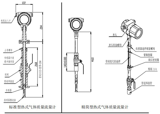 數(shù)顯氣體質量流量計插入式結構圖